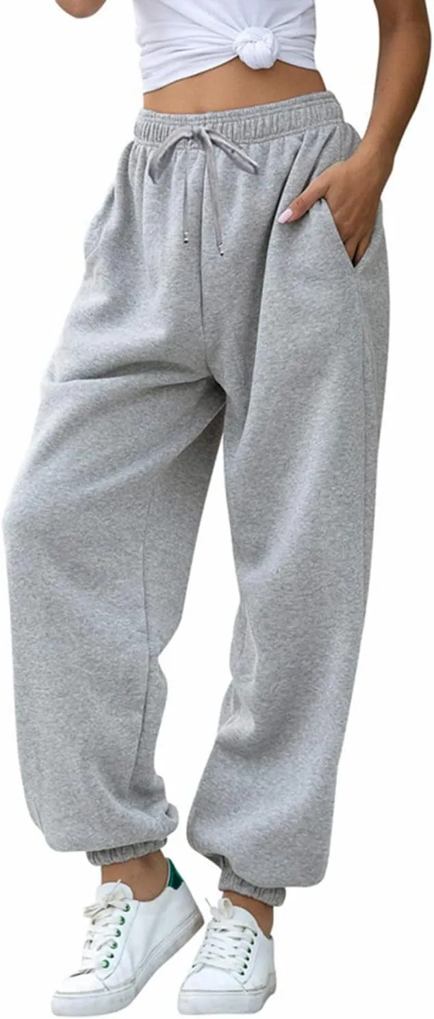 AROGONE Women Sweatpants Baggy High Waisted Cinch Bottom Athletic Joggers Sweat Pants with Pockets