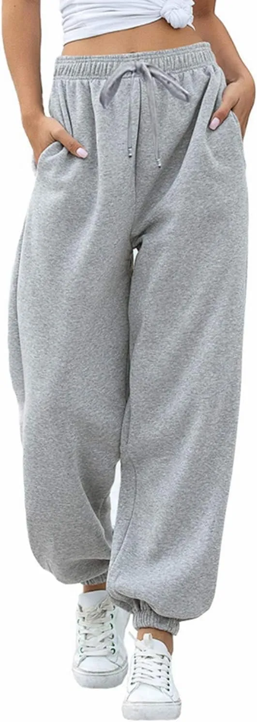AROGONE Women Sweatpants Baggy High Waisted Cinch Bottom Athletic Joggers Sweat Pants with Pockets
