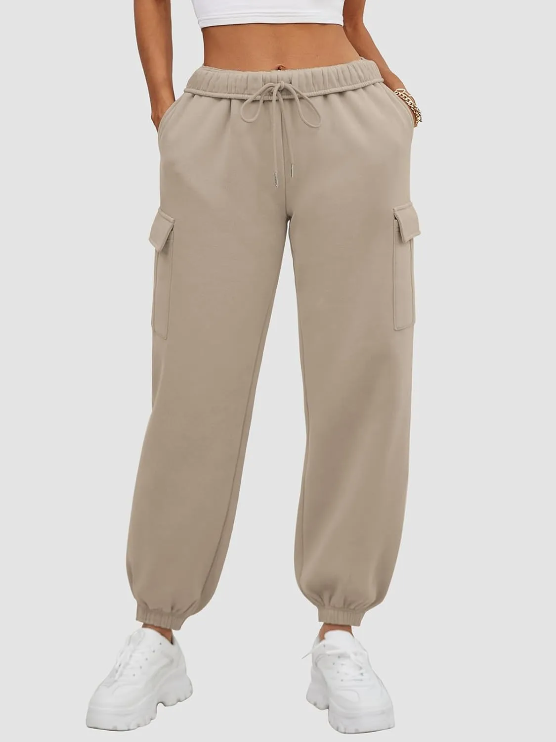 ATHMILE Womens Cargo Sweatpants Oversized Fleece Joggers Fall Fashion Outfits Y2k Clothes 2024 with Pockets