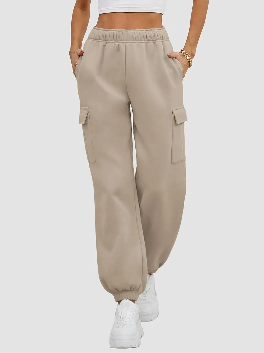 ATHMILE Womens Cargo Sweatpants Oversized Fleece Joggers Fall Fashion Outfits Y2k Clothes 2024 with Pockets