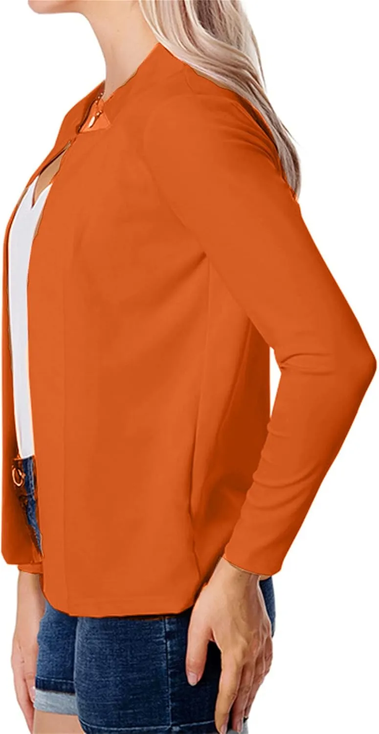 BOFETA Women Lightweight Long Sleeve Blazer Casual Open Front Business Blazer Notched Collar Slim Work Office Blazer