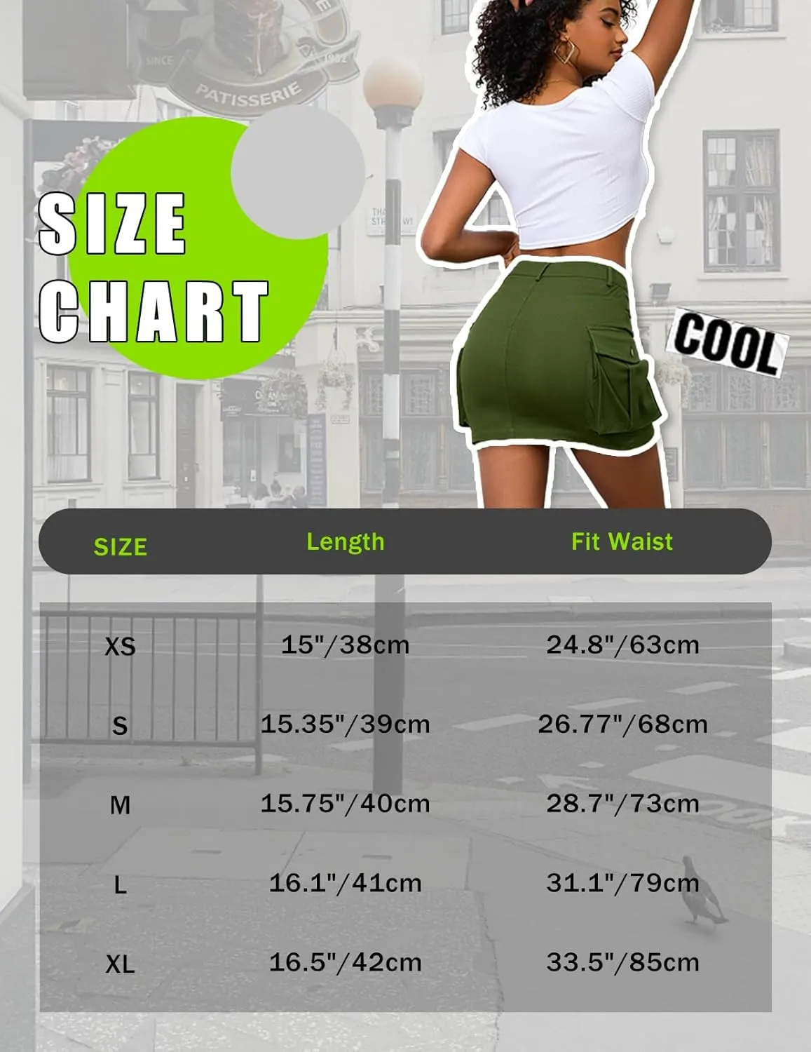 Bridesmay Mini Cargo Skirt for Women with Pockets Stretchy High Waisted Bodycon Y2k Skirts