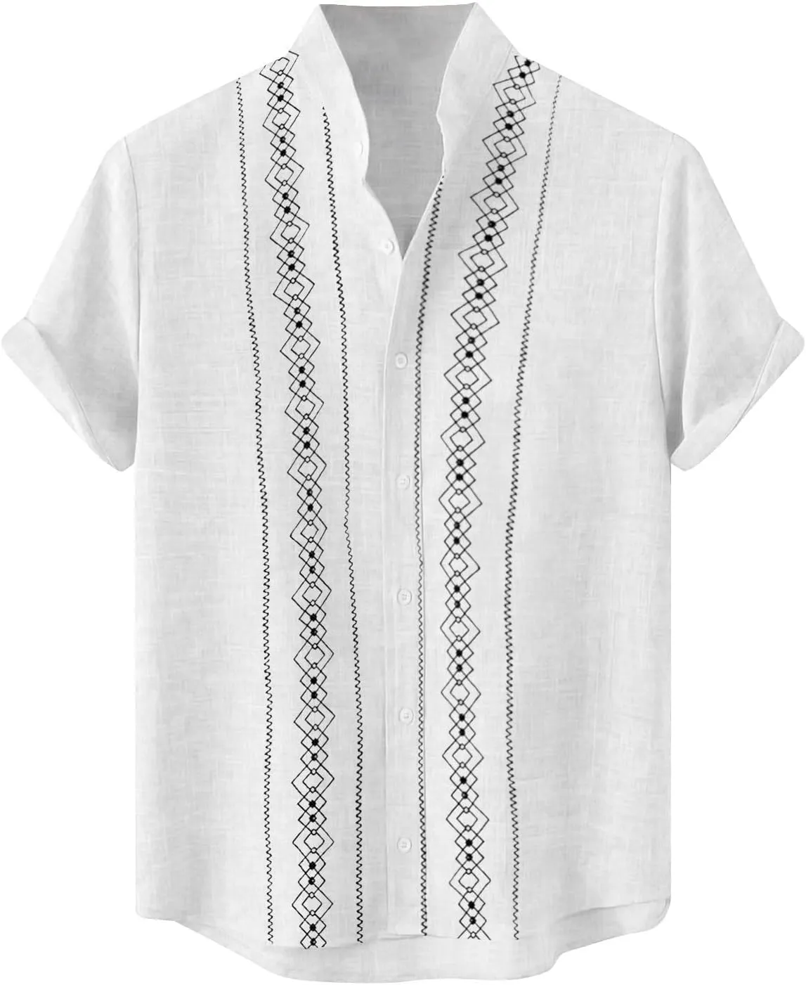 CRNTCEM Mens Button Down Boho Beach Shirts Cotton Linen Tropical Holiday Shirts Short Sleeve Floral Striped Casual Shirt