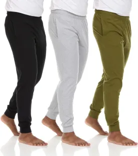 Essential Elements 3 Pack: Men's 100% Cotton Jogger Active Lounge Sweatpants with Pockets