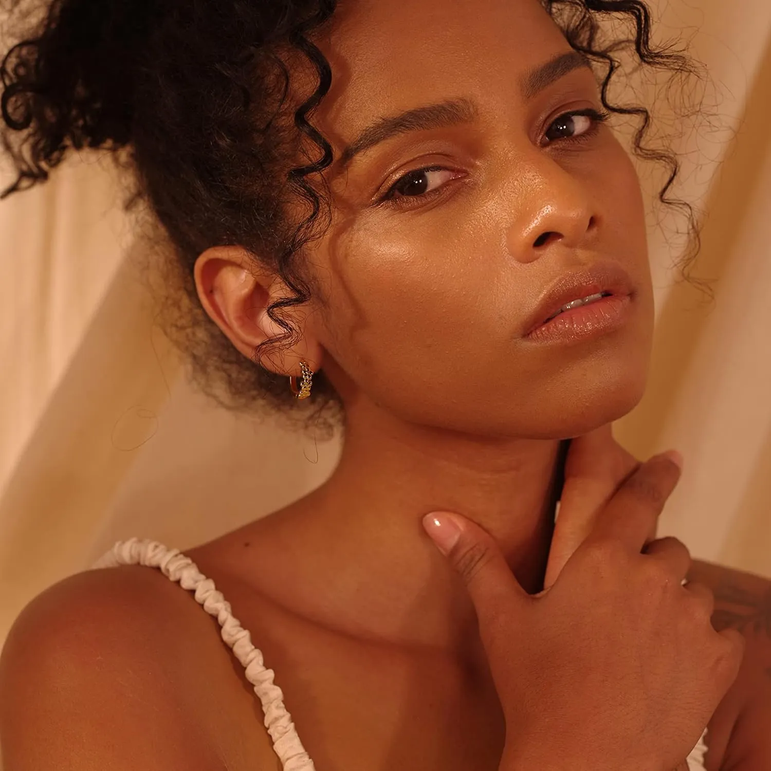 FETTERO 14K Gold Plated Earrings for Women Gold Huggie Hoops Lightweight Small Dainty Hoop Earrings Simple Trendy Hypoallergenic Hoops Jewelry Gift | Cubic Zirconia Huggie Earrings