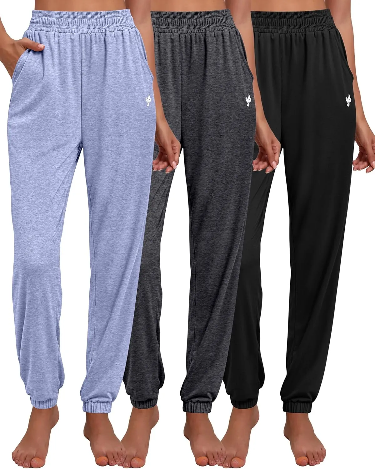Ficerd 3 Pack Women Sweatpants Trendy Loose Fit Joggers Elastic Sporty Pants Athletic Baggy Lounge Trousers with Pockets