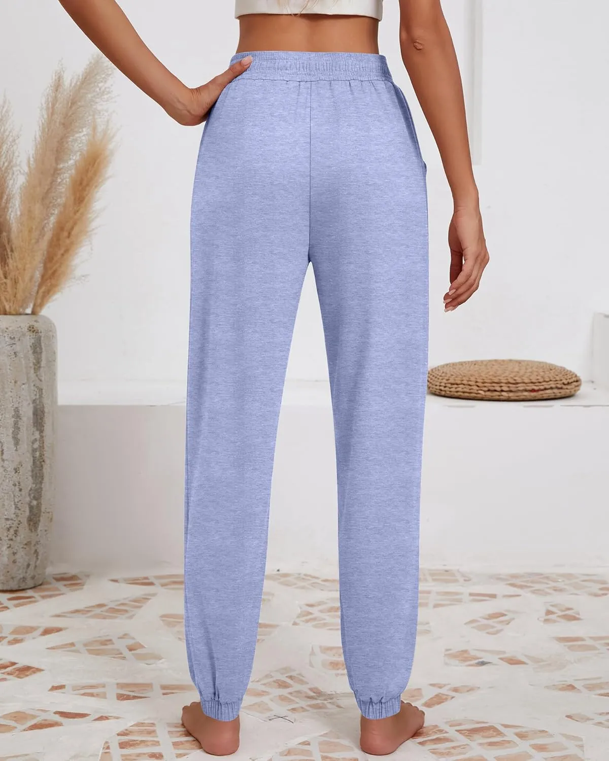 Ficerd 3 Pack Women Sweatpants Trendy Loose Fit Joggers Elastic Sporty Pants Athletic Baggy Lounge Trousers with Pockets