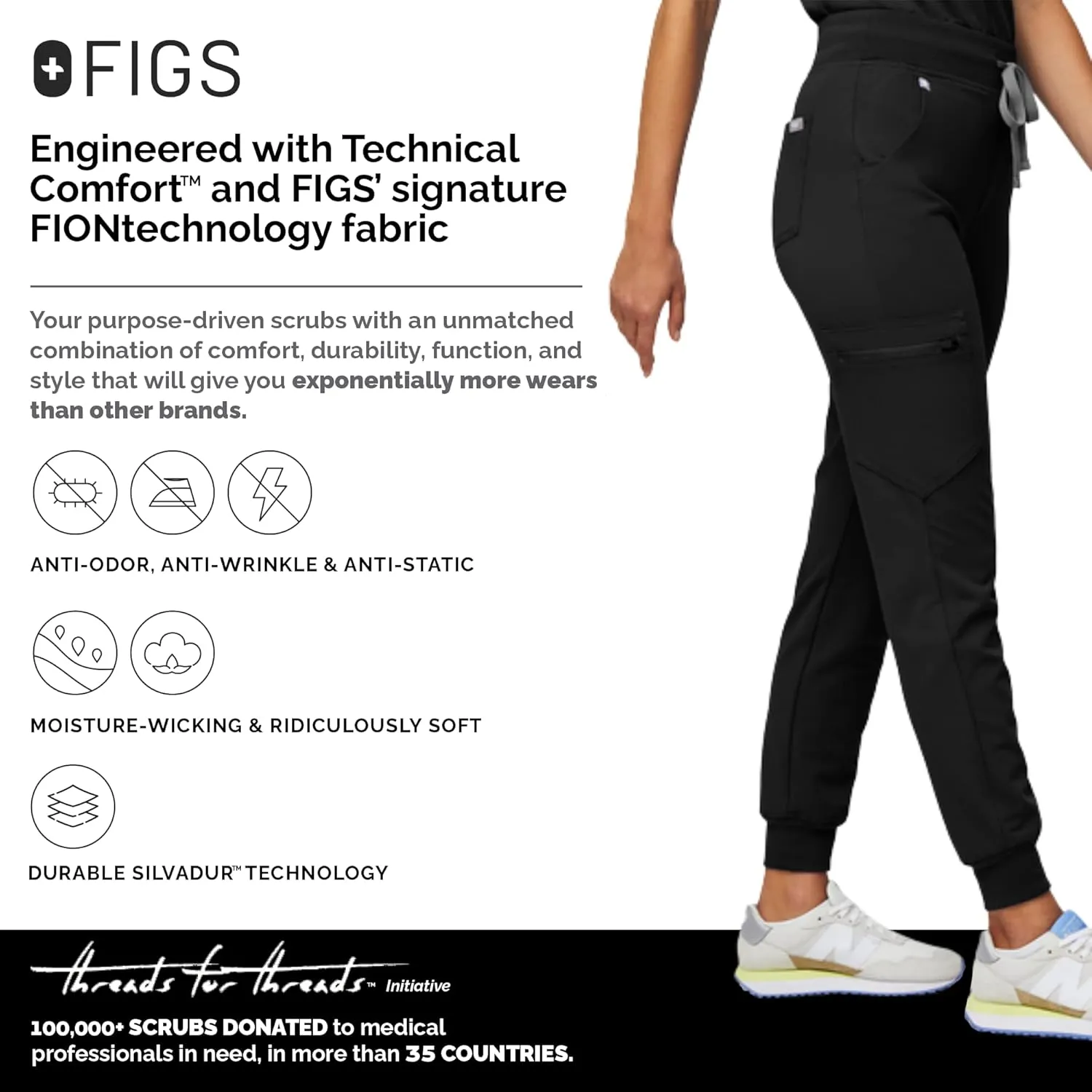 FIGS Zamora High Waisted Jogger Style Scrub Pants for Women  Slim Fit, 6 Pockets, High Rise Yoga Waistband Women Scrub Pants