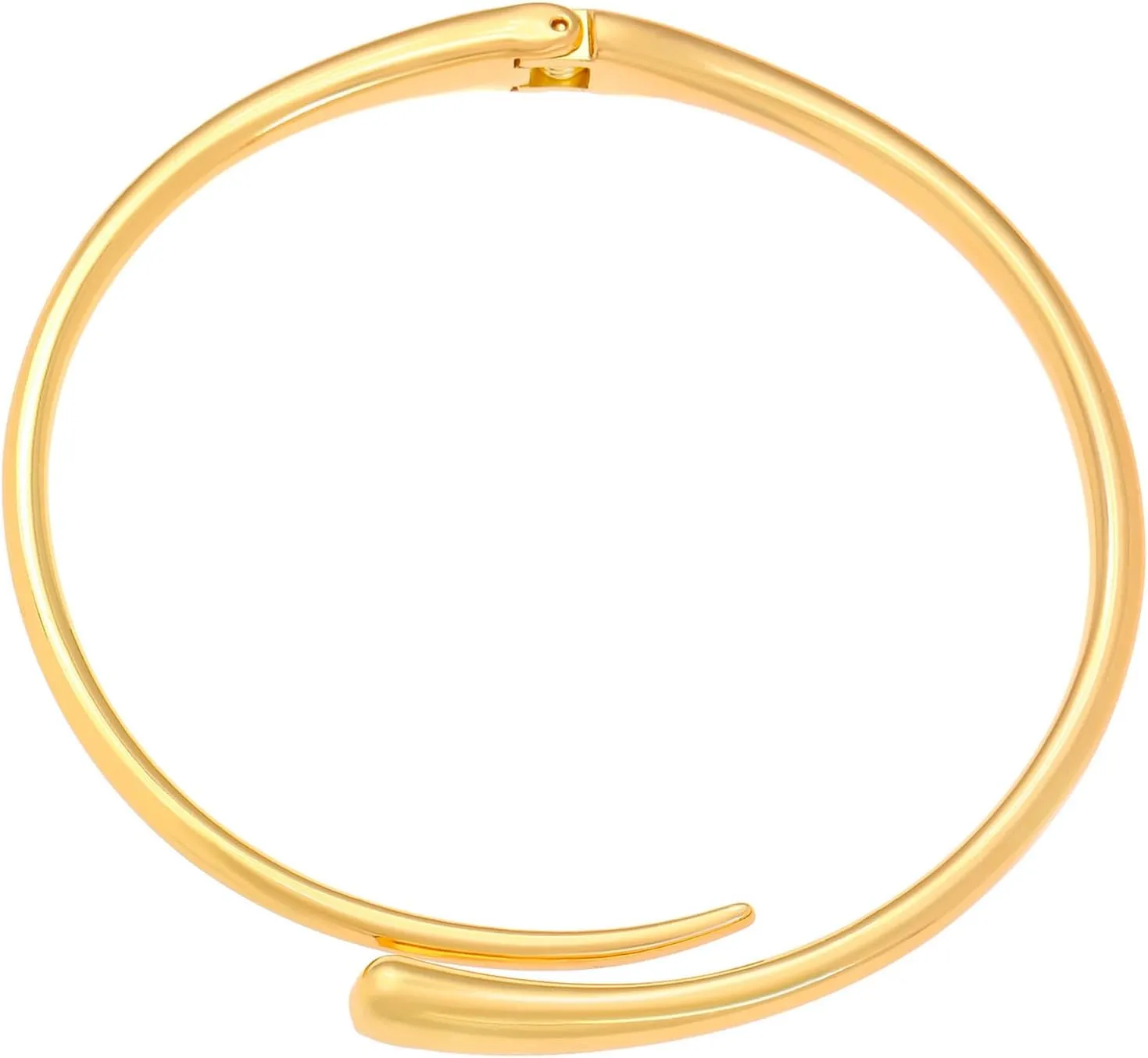 Gold Collar Necklace for Woman Bold Teardrop Necklace Chunky Necklaces for Women Statement Necklace for Women Open Cuff Design Fashion Jewelry Highly Polished Alloy