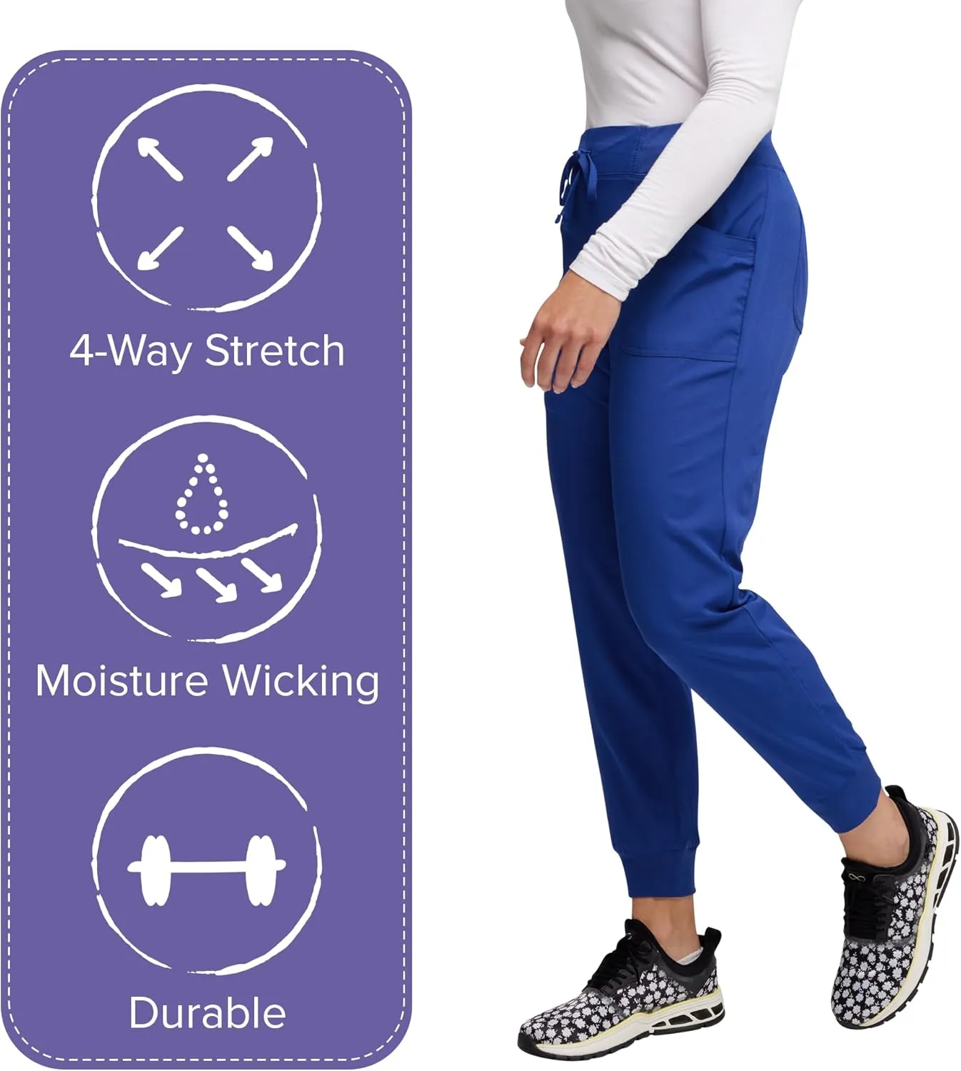 Heartsoul Women's Medical Scrub Jogger Pants Contemporary fit Drawstring waistband Jogger With 5 Pockets - HS030