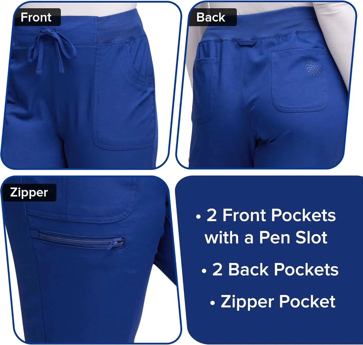 Heartsoul Women's Medical Scrub Jogger Pants Contemporary fit Drawstring waistband Jogger With 5 Pockets - HS030