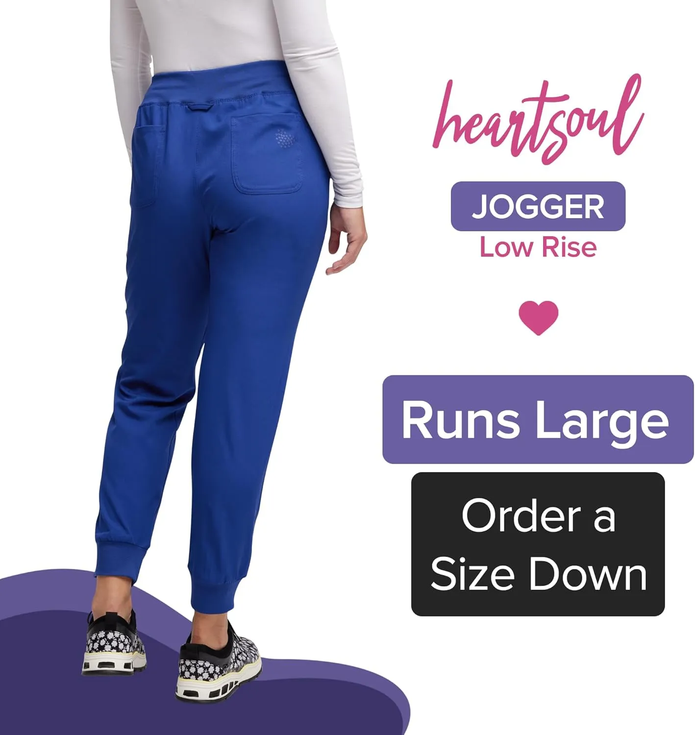 Heartsoul Women's Medical Scrub Jogger Pants Contemporary fit Drawstring waistband Jogger With 5 Pockets - HS030