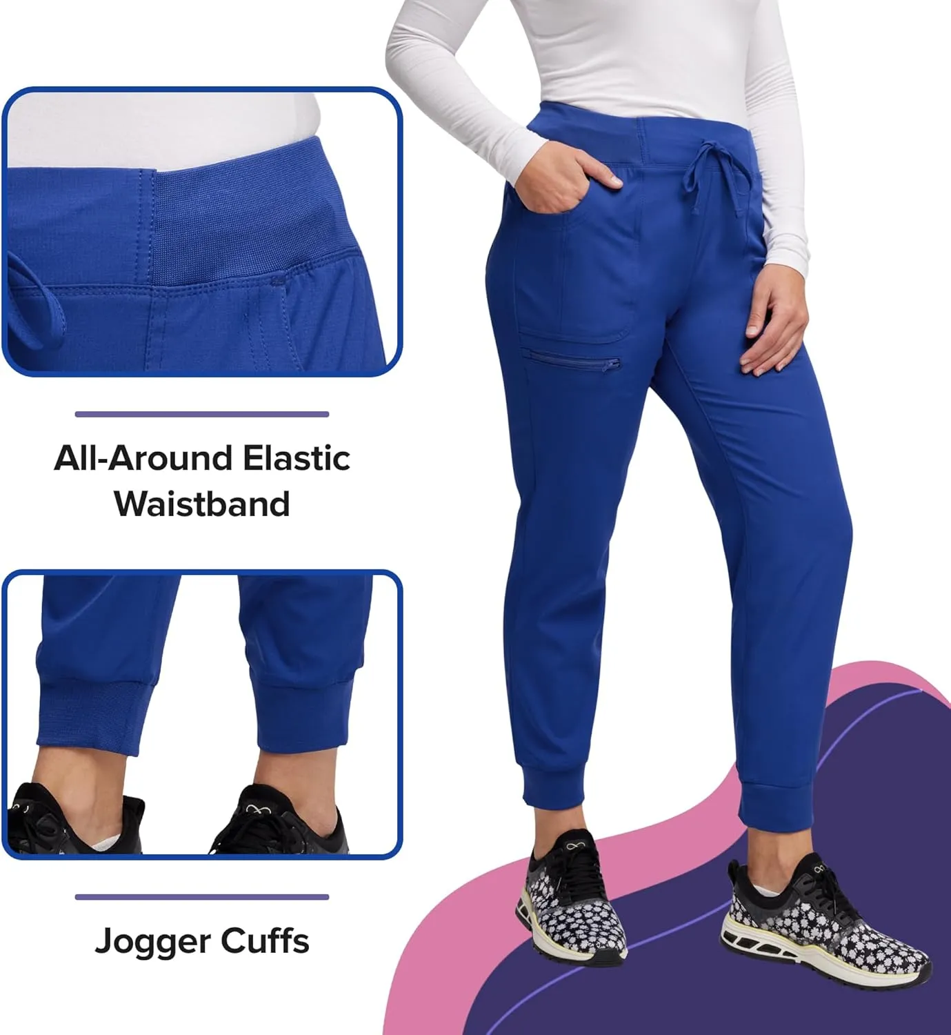Heartsoul Women's Medical Scrub Jogger Pants Contemporary fit Drawstring waistband Jogger With 5 Pockets - HS030