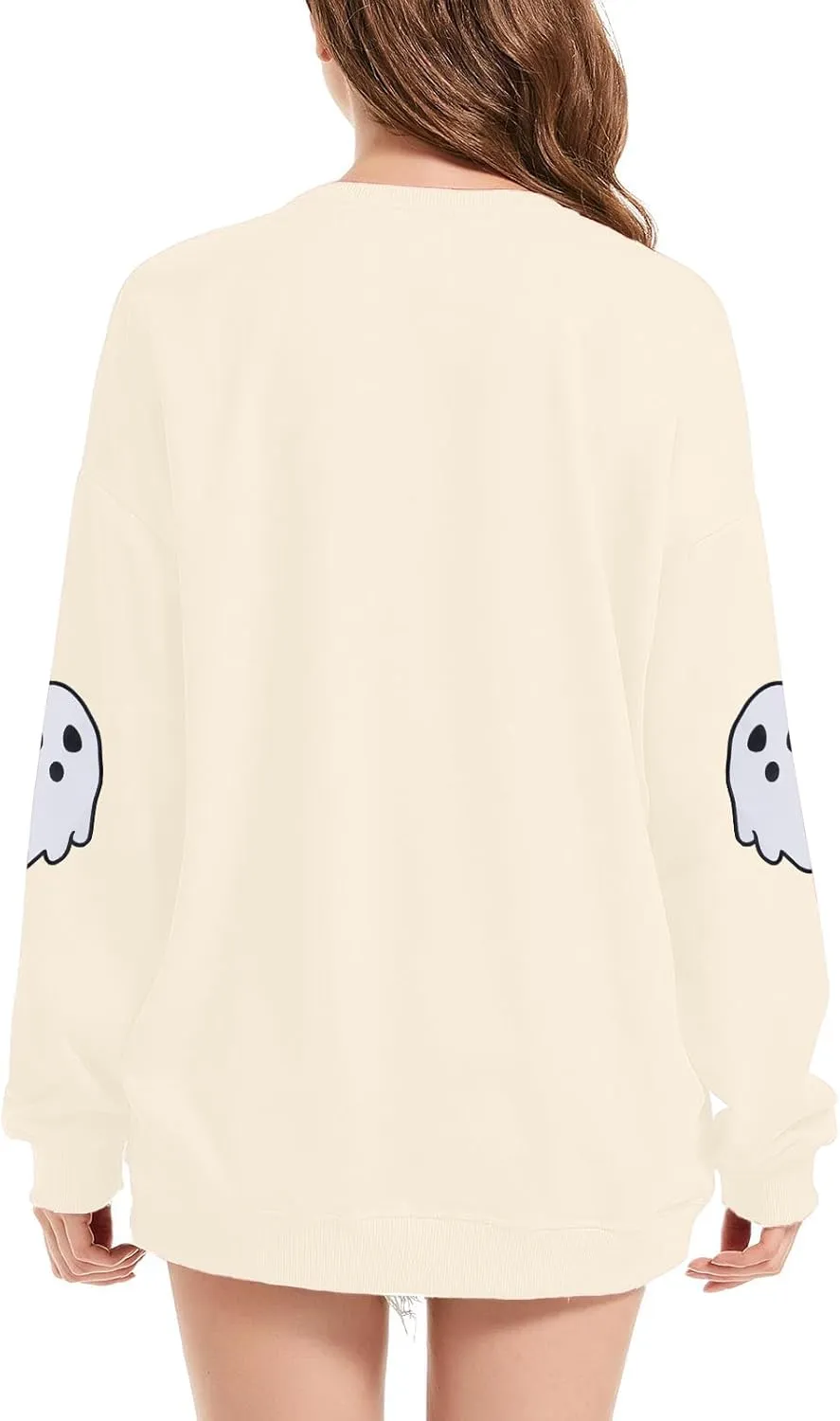 HEBBE Spooky Season Sweatshirts Halloween Ghost Sweatshirt Women - Halloween Graphic Crewneck Tops Casual Sweater