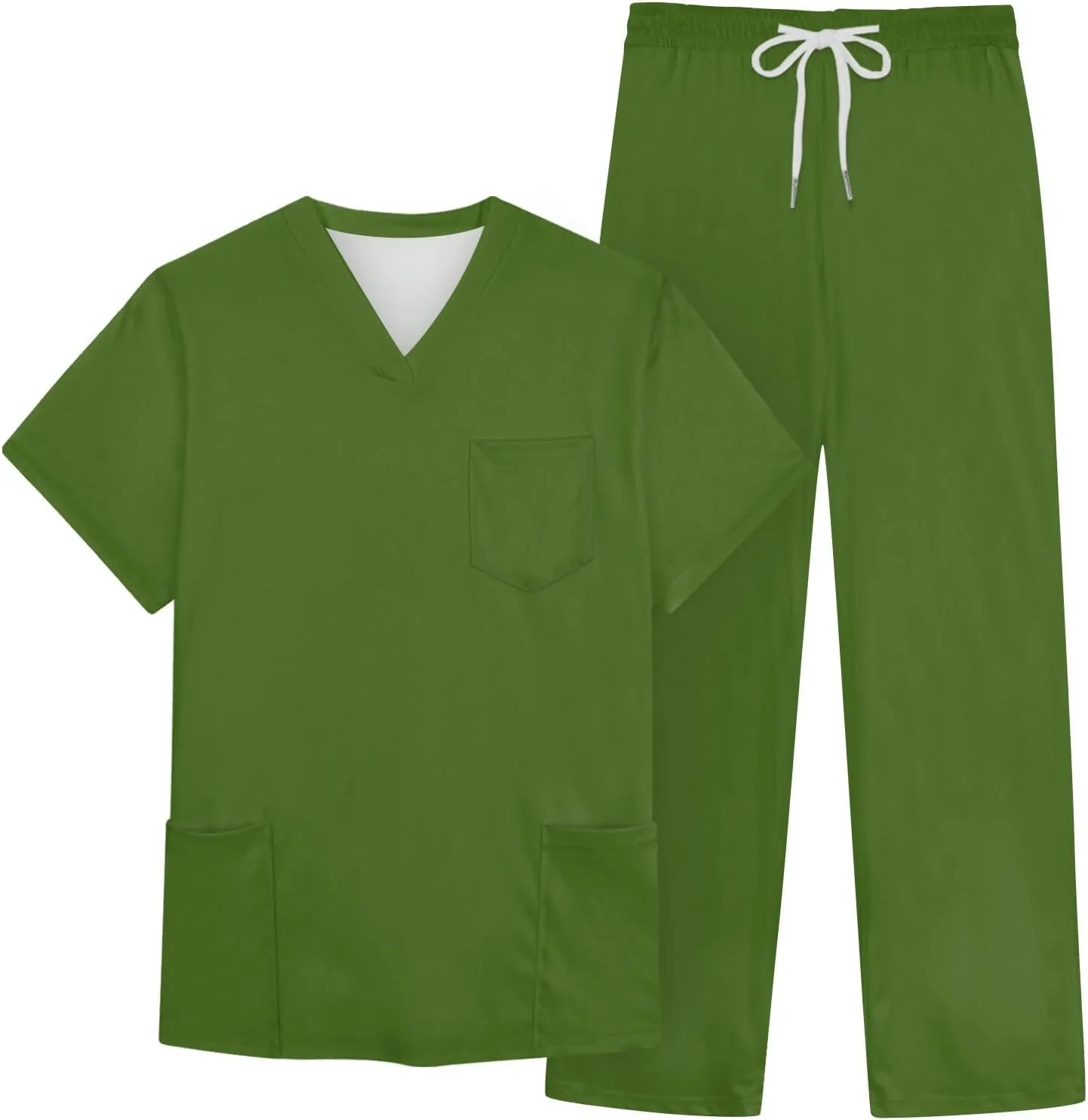 Mens Scrubs Set Stretch V-Neck Scrub Top Jogger Scrubs Pants Workwear Medical Nursing Flex Men Outfits 2 Piece