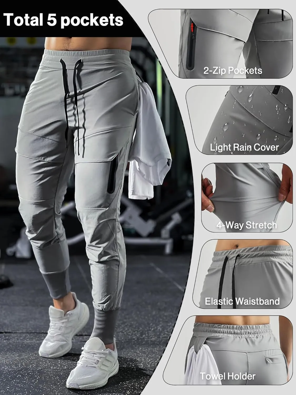 Men's Sweatpants Stay Cool High Rib Cargo Jogger Athletic Pants Fitness Running