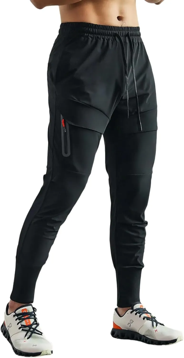 Men's Sweatpants Stay Cool High Rib Cargo Jogger Athletic Pants Fitness Running