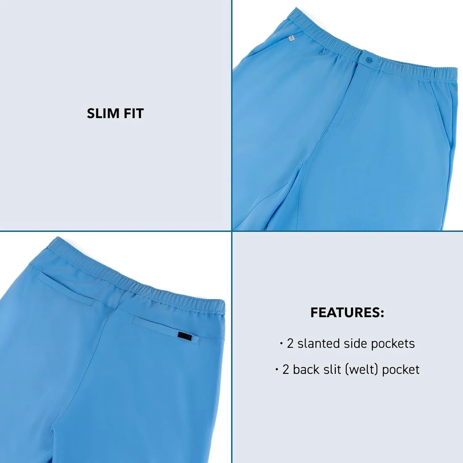 Peelz Mike Fly Front 4-Pocket Jogger Scrub Pants for Men - Soft Stretch Fabric, Mens Scrubs, Slim Fit