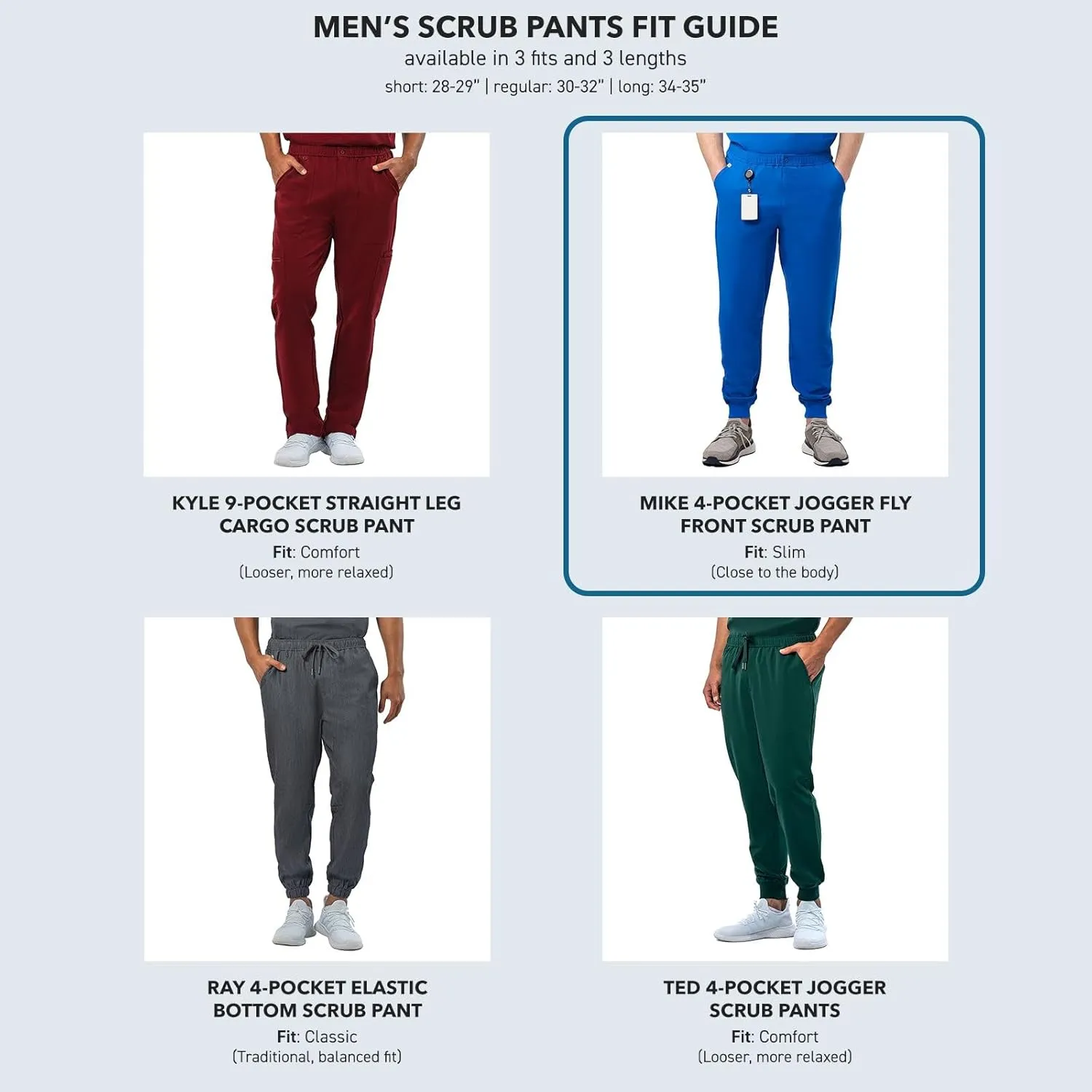 Peelz Mike Fly Front 4-Pocket Jogger Scrub Pants for Men - Soft Stretch Fabric, Mens Scrubs, Slim Fit