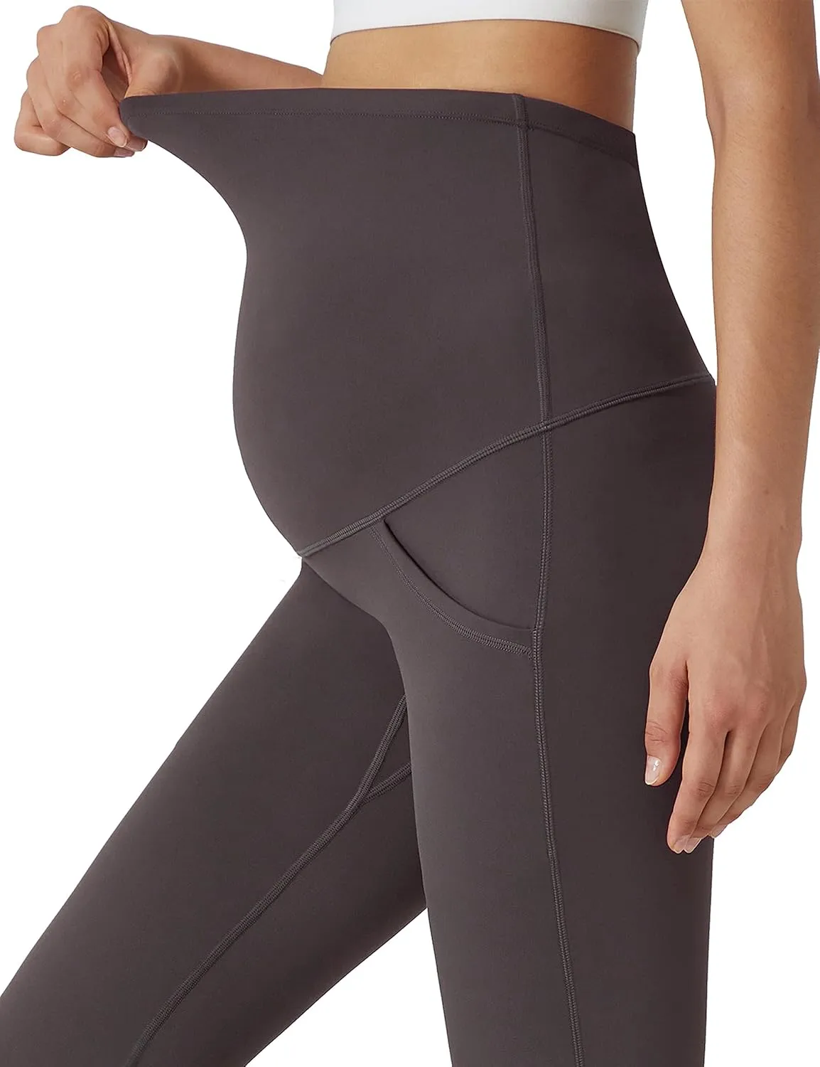 POSHDIVAH Women's Maternity Yoga Pants Work Lounge Stretchy Bootcut Flare Pants Pregnancy Dress Trousers for Business Casual