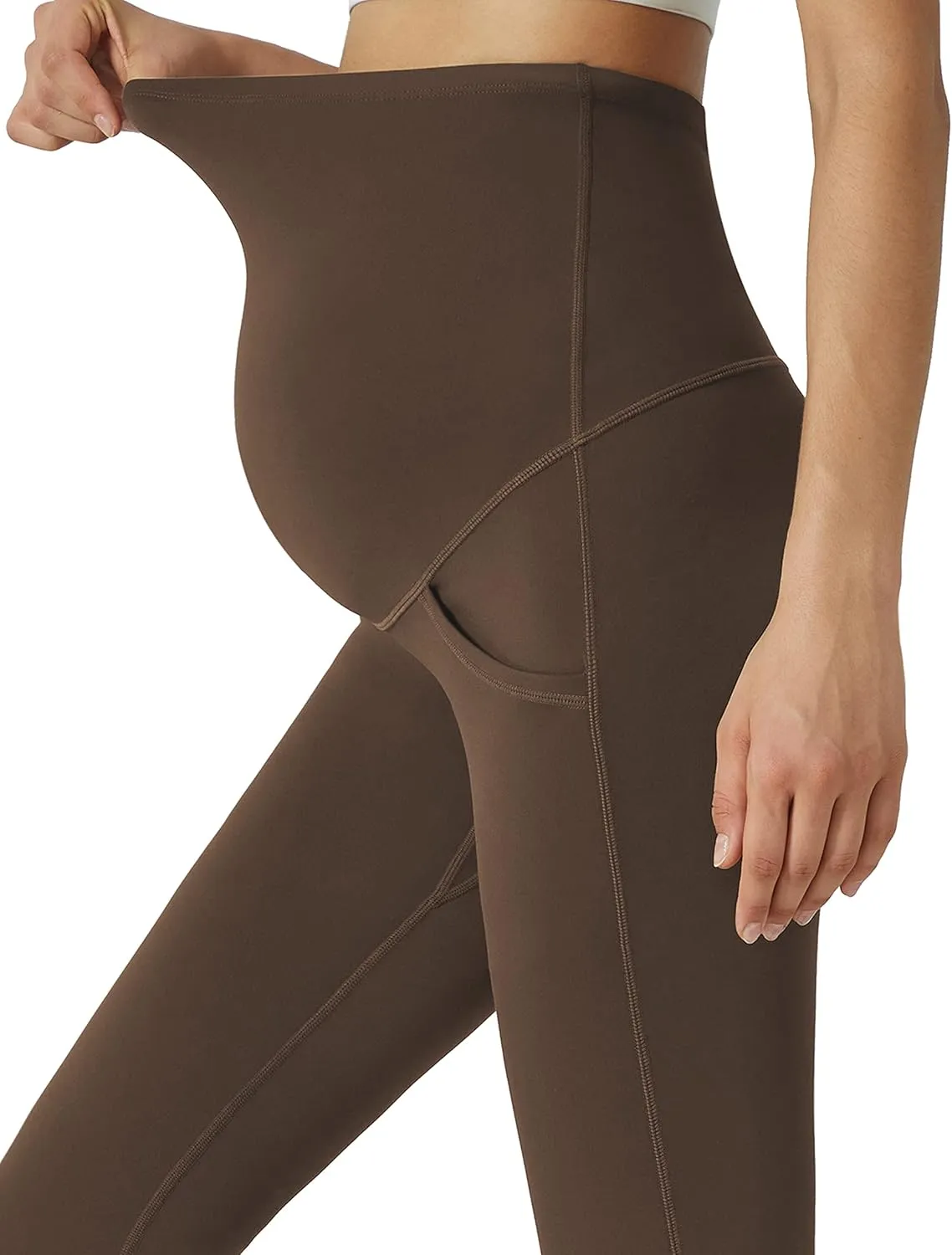 POSHDIVAH Women's Maternity Yoga Pants Work Lounge Stretchy Bootcut Flare Pants Pregnancy Dress Trousers for Business Casual