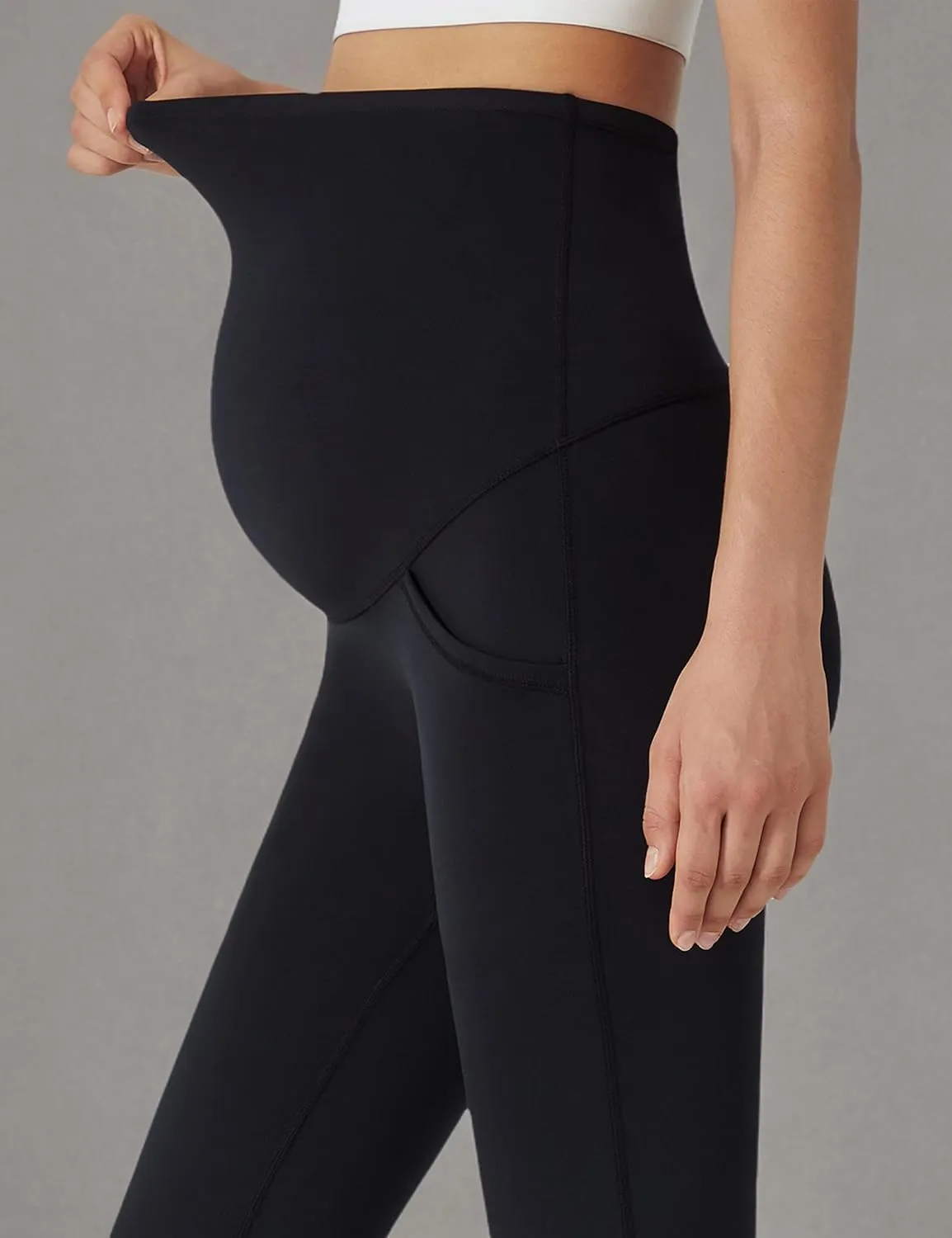 POSHDIVAH Women's Maternity Yoga Pants Work Lounge Stretchy Bootcut Flare Pants Pregnancy Dress Trousers for Business Casual