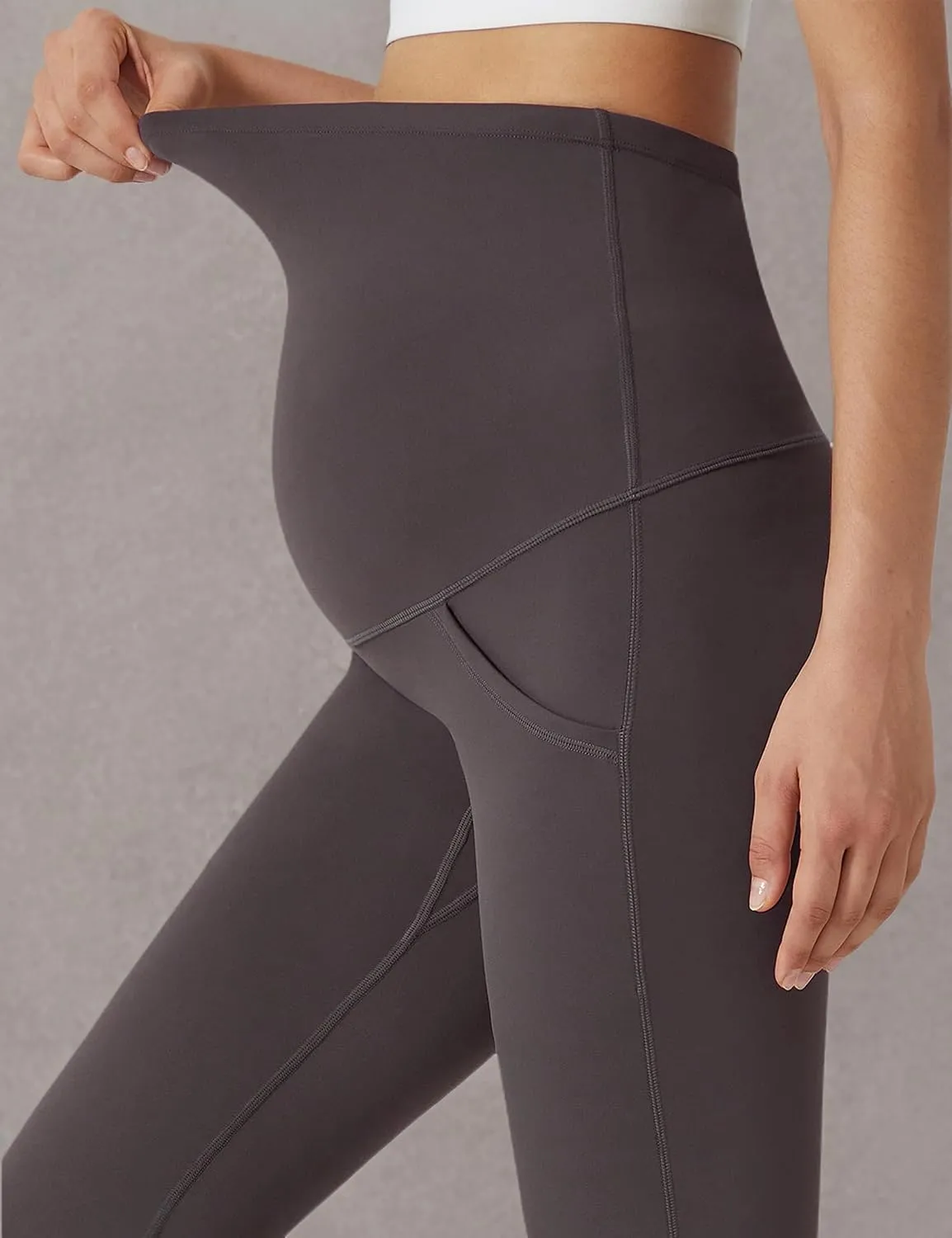POSHDIVAH Women's Maternity Yoga Pants Work Lounge Stretchy Bootcut Flare Pants Pregnancy Dress Trousers for Business Casual