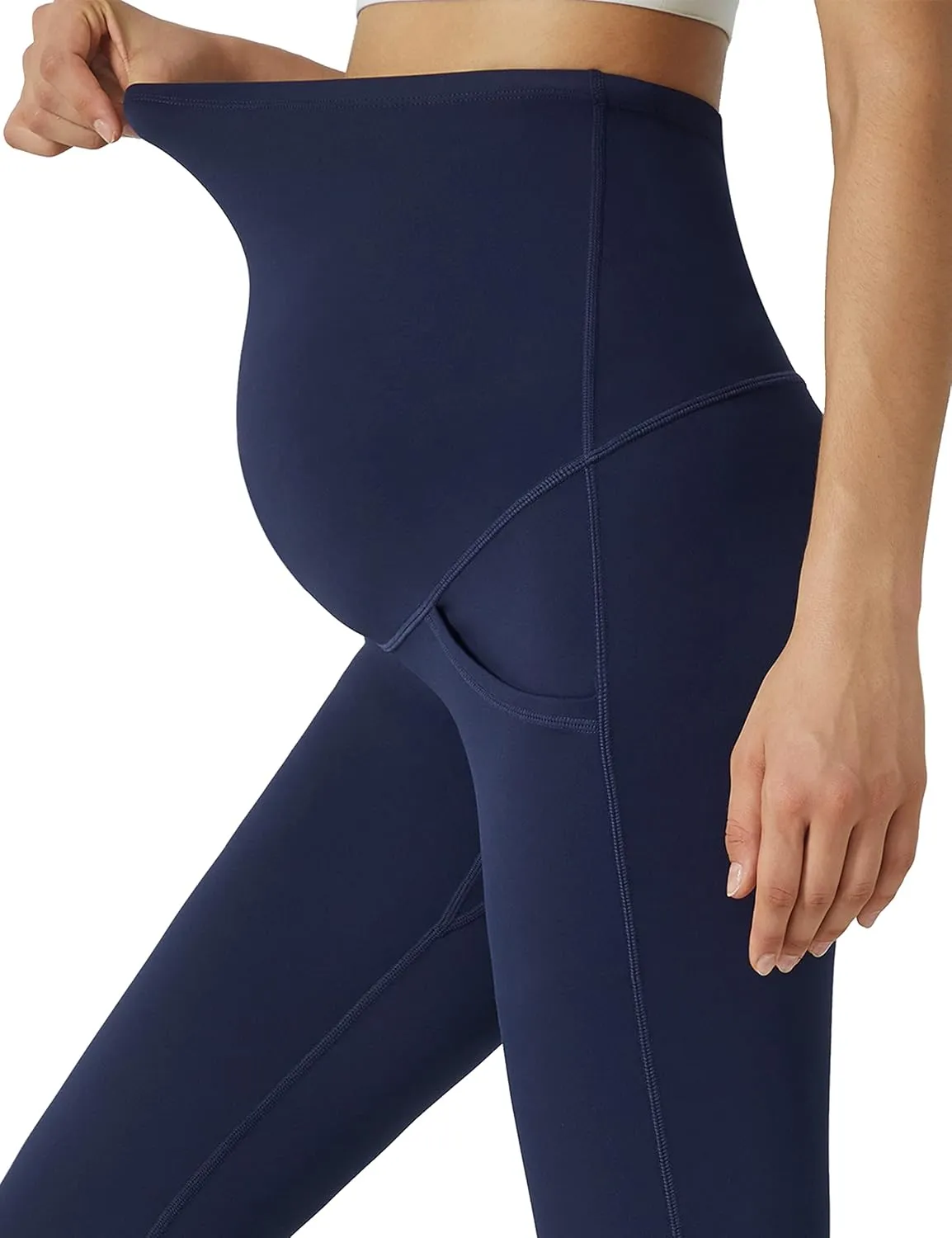 POSHDIVAH Women's Maternity Yoga Pants Work Lounge Stretchy Bootcut Flare Pants Pregnancy Dress Trousers for Business Casual