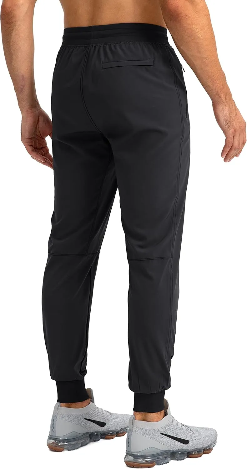Pudolla Men's Lightweight Jogger Pants Workout Gym Running Pants with Zipper Pockets for Athletic Casual