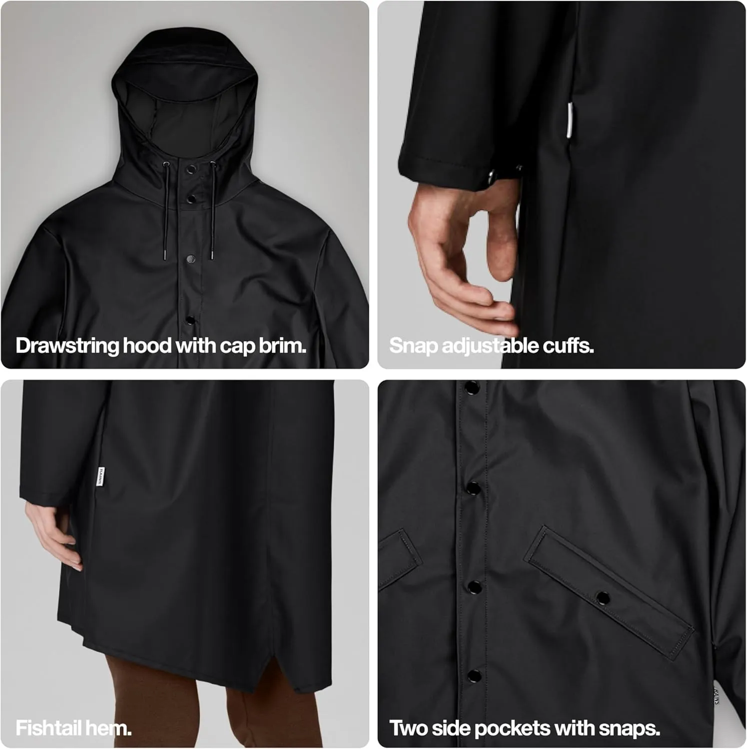 RAINS Long Jacket - Waterproof Jacket for Men and Women - Windproof Lightweight Coat Unisex, 2 Year Product Warranty