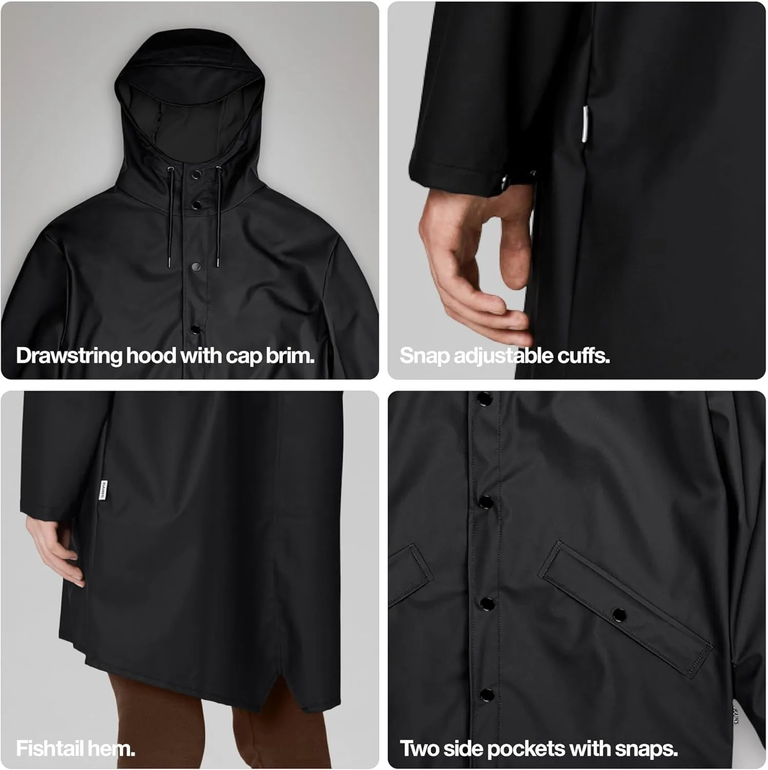 RAINS Long Jacket - Waterproof Jacket for Men and Women - Windproof Lightweight Coat Unisex, 2 Year Product Warranty