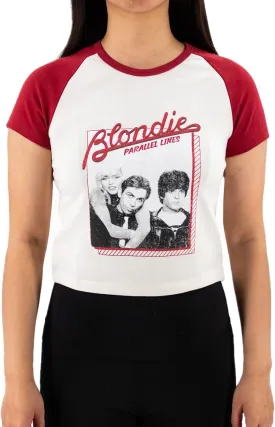 Ripple Junction Blondie Women's Baby Raglan Cap Sleeve T-Shirt Retro Parallel Lines Vintage Rock Band Officially Licensed