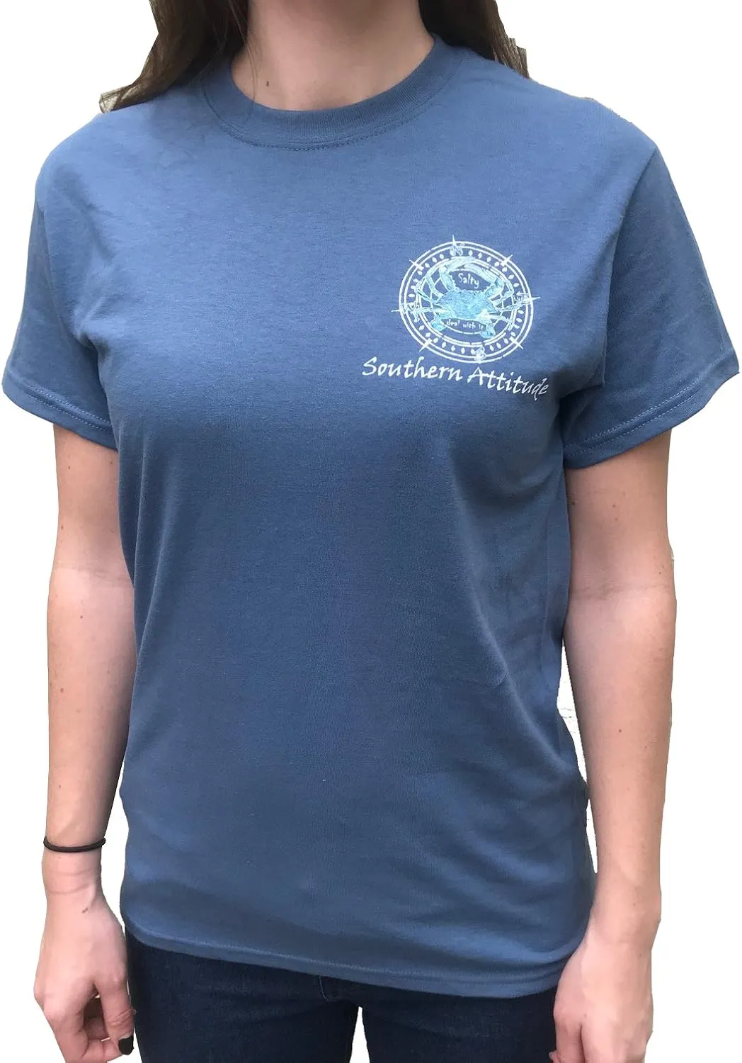 Southern Attitude Salty Deal with It Crab Sunset Orange Short Sleeve T-Shirt