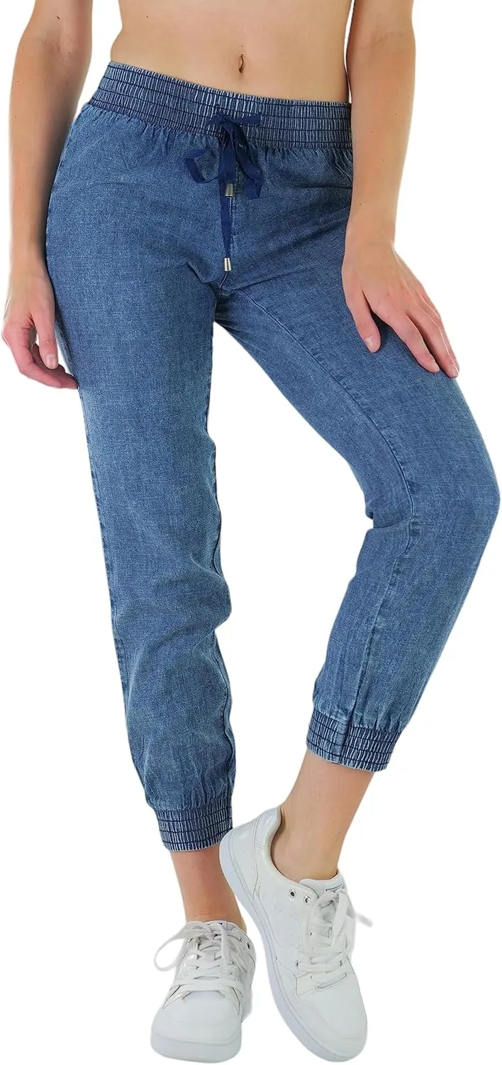 ToBeInStyle Women's Solid Print French Terry Jogger Pants