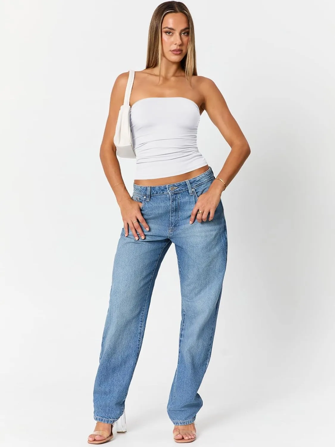 Trendy Queen Womens Cute Summer Tube Tops Going Out Strapless Ruched Backless Sleeveless Bandeau Y2k Clothes 2025