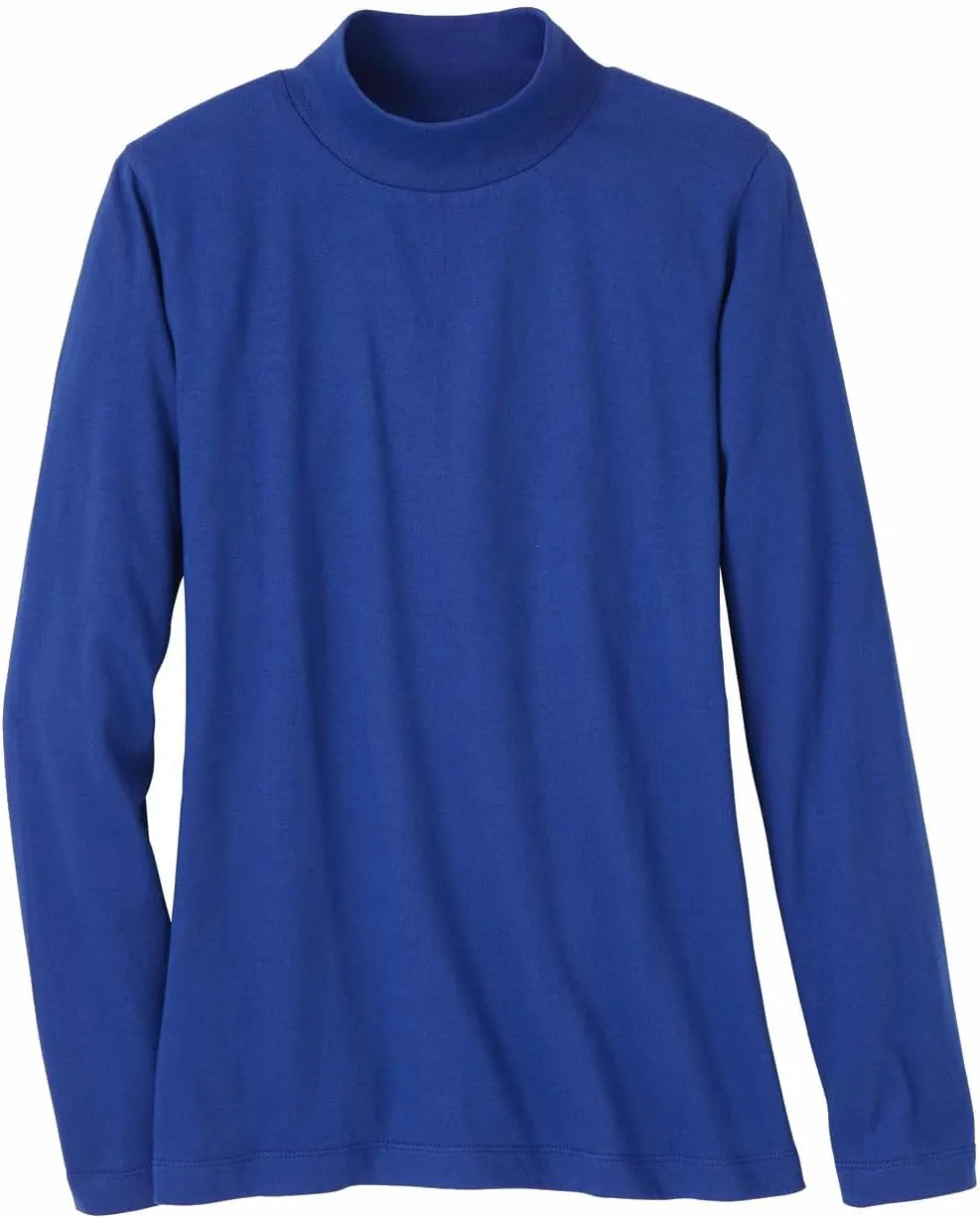 Turtle Bay New York All Season Women's Long Sleeve Cotton Blend Mock Neck Tops in 5 Attractive Colours and Plus Sizes