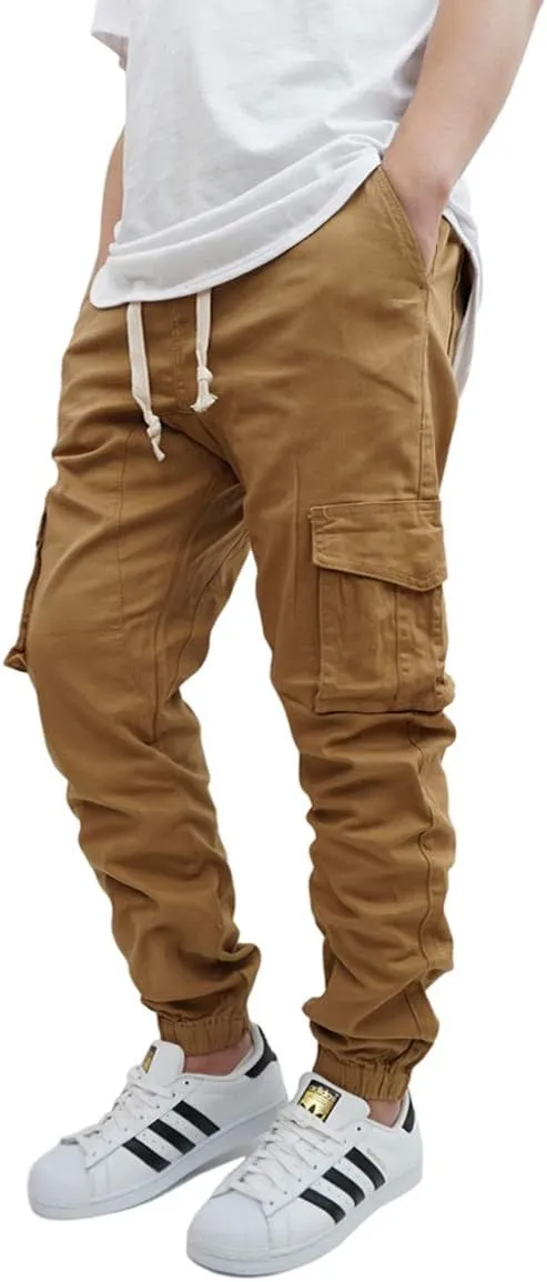 URBANJ Men's Stretch Twill Drop Crotch Jogger Pants S-5XL