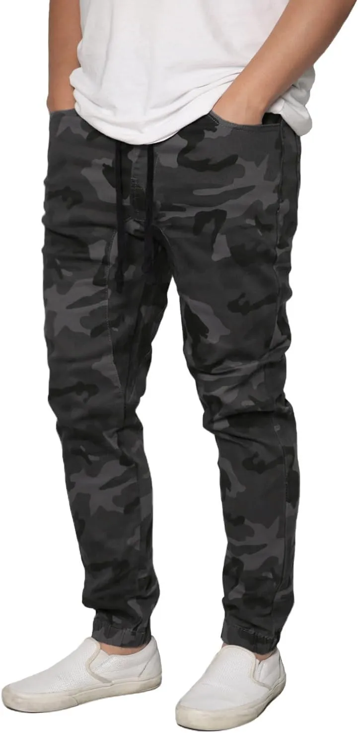 URBANJ Men's Stretch Twill Drop Crotch Jogger Pants S-5XL