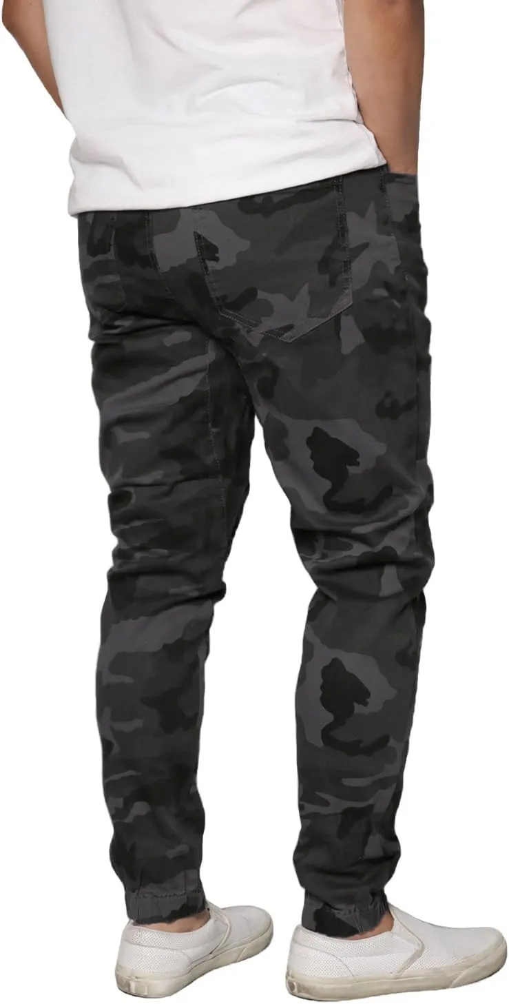 URBANJ Men's Stretch Twill Drop Crotch Jogger Pants S-5XL