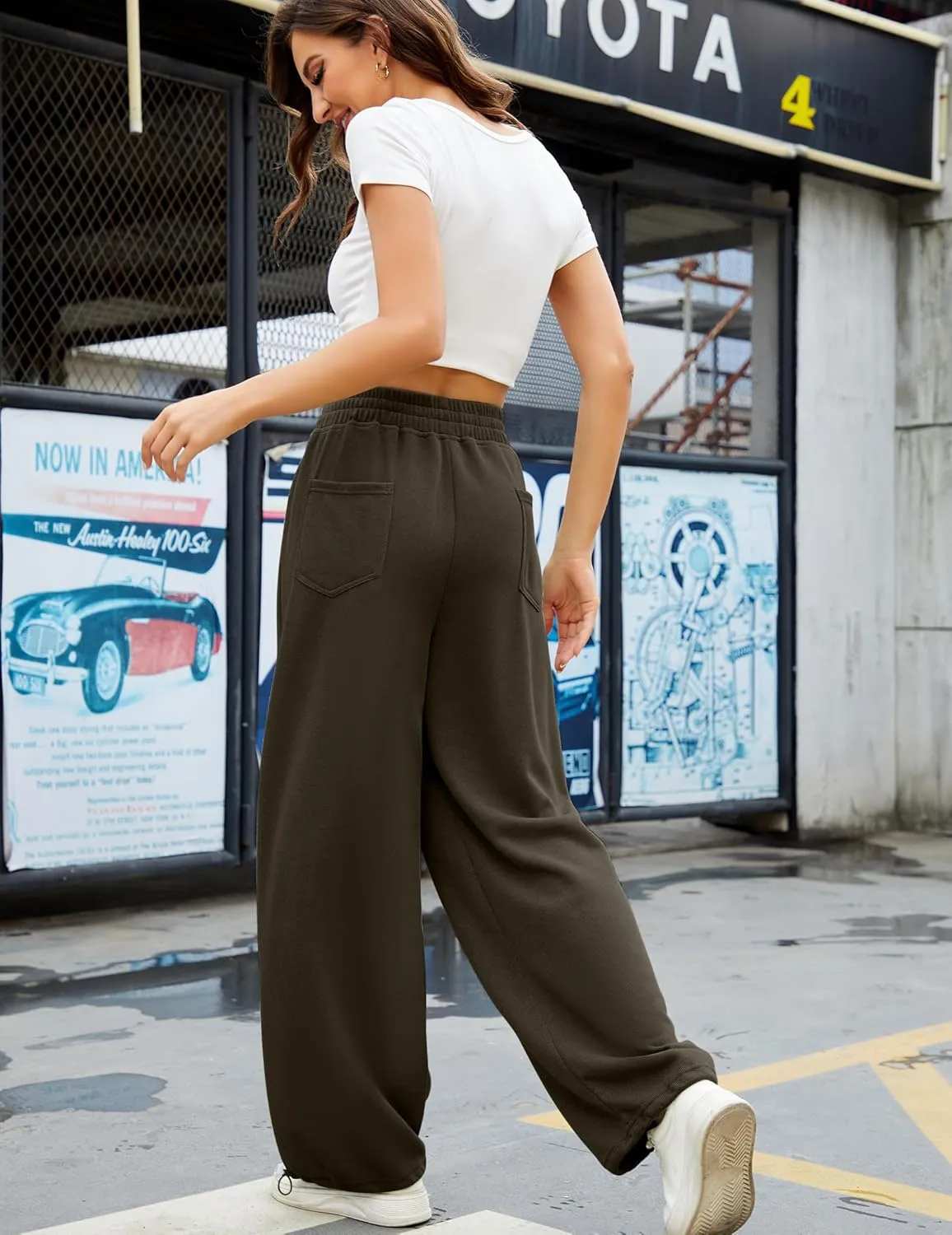Women Baggy Sweatpants Casual Wide Leg Drawstring Athletic Fit Joggers Lounge Pants Trousers with Pockets 2024