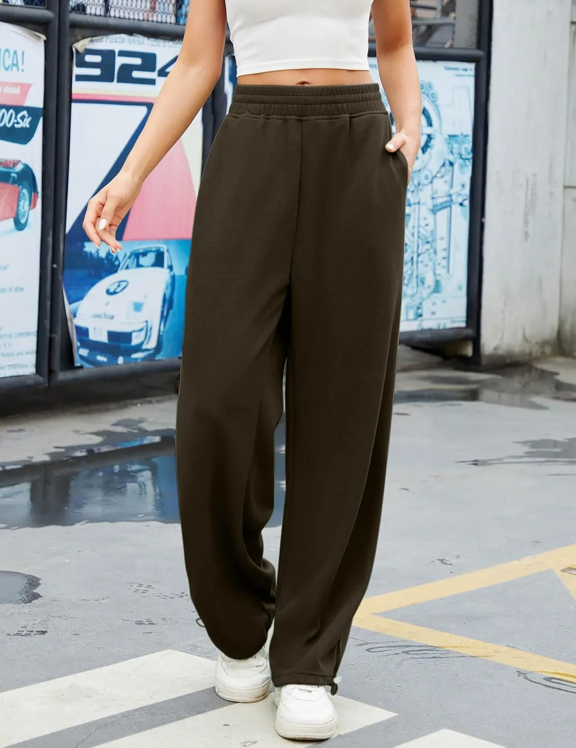 Women Baggy Sweatpants Casual Wide Leg Drawstring Athletic Fit Joggers Lounge Pants Trousers with Pockets 2024