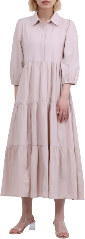 Women Flowy Maxi Shirt Dress Casual Button Down V Neck Ruffled Beach Long Dresses with Pockets