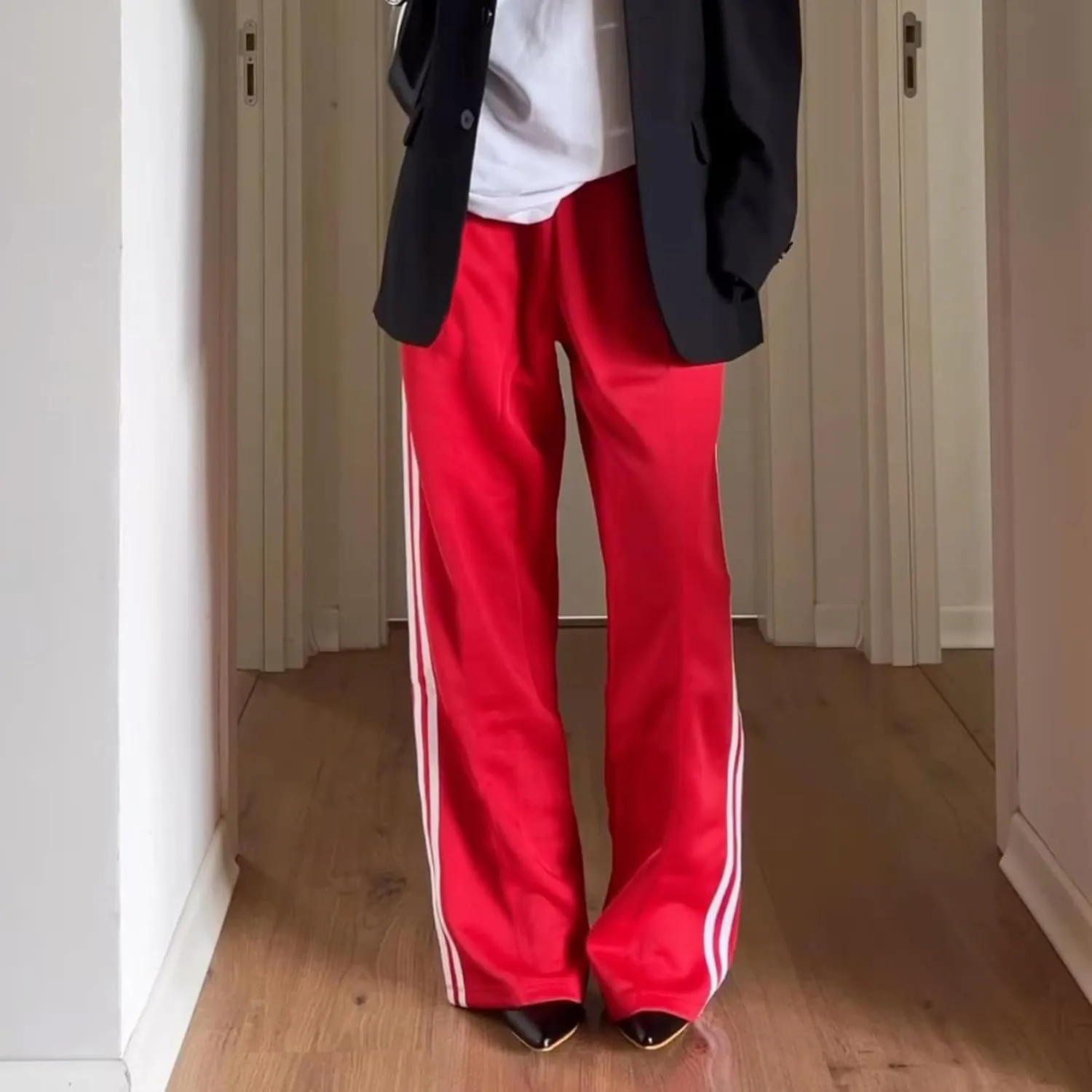 Women Side Striped Track Pants Y2k Drawstring Waist Wide Leg Cargo Sweatpants Casual Loose Jogger Lounge Pants