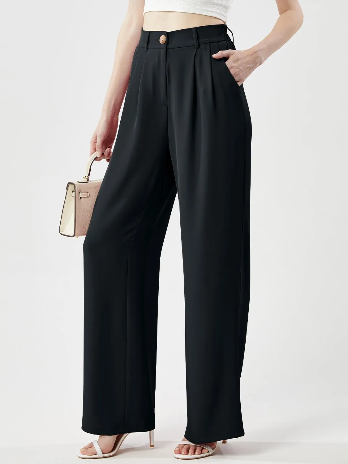 Women's Casual Wide Leg Pants Long Straight Suit Pants High Waisted Business Work Outfits Trendy Trousers for Women