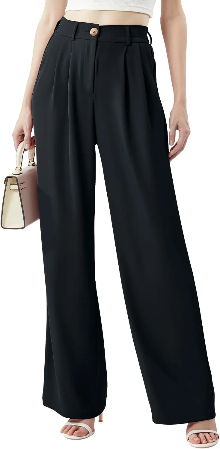 Women's Casual Wide Leg Pants Long Straight Suit Pants High Waisted Business Work Outfits Trendy Trousers for Women