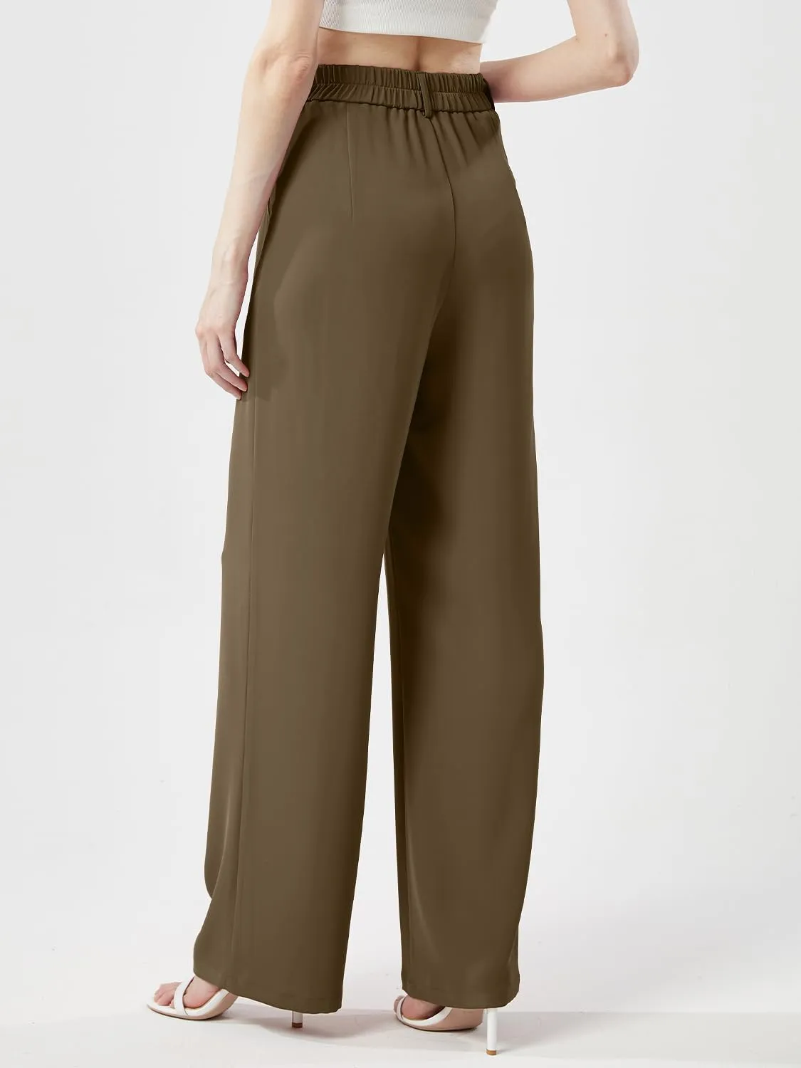 Women's Casual Wide Leg Pants Long Straight Suit Pants High Waisted Business Work Outfits Trendy Trousers for Women