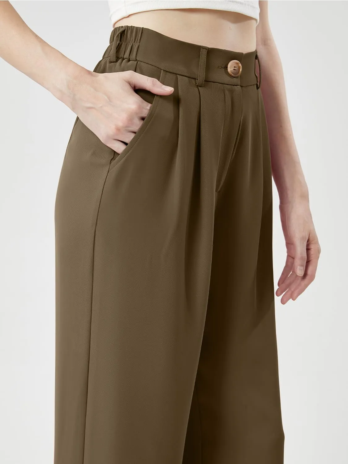 Women's Casual Wide Leg Pants Long Straight Suit Pants High Waisted Business Work Outfits Trendy Trousers for Women