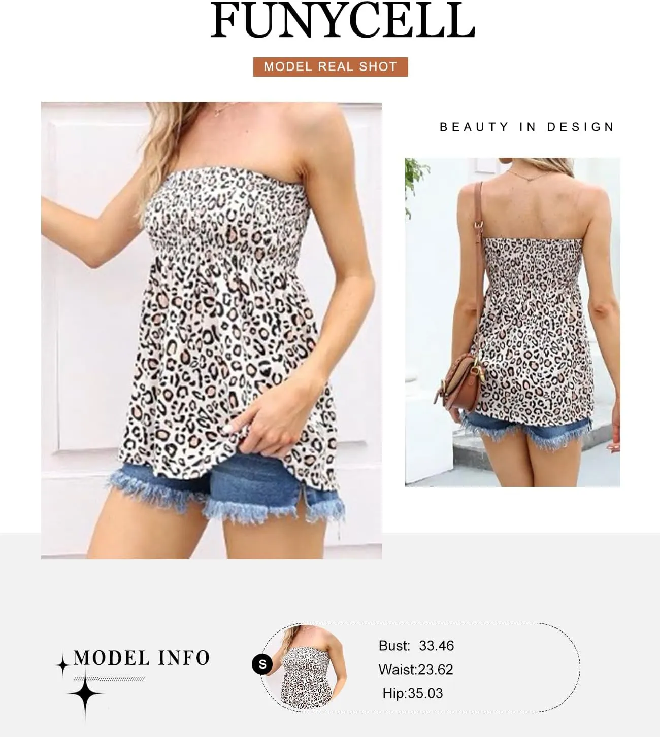 Womens Smocked Strapless Bandeau Tank Tops Floral Tube Tops Backless Bandeau Tunic Tops Sleeveless Shirts