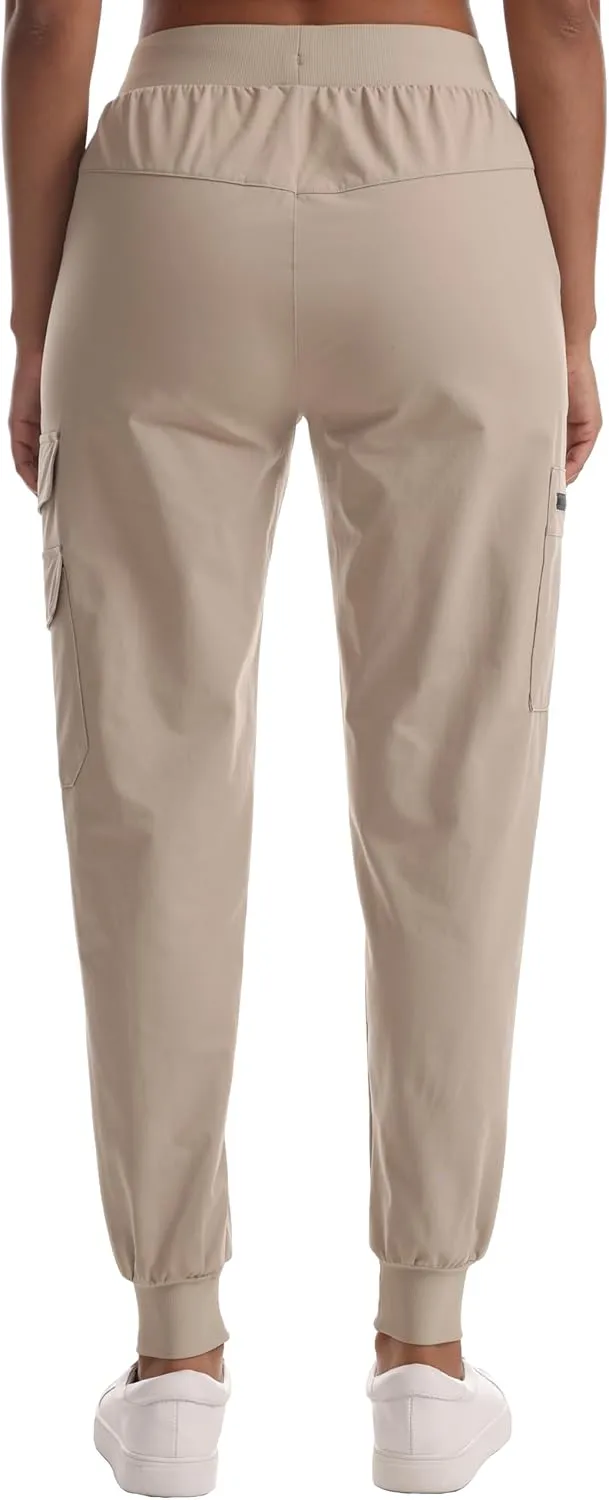 Women's Water Resistant Cargo Joggers - Trendy Travel Hiking Pants with Zippered Pockets for All Season