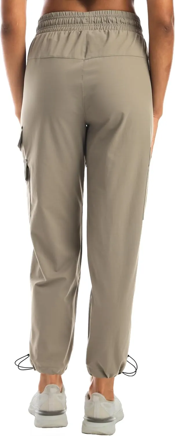 Women's Water Resistant Cargo Joggers - Trendy Travel Hiking Pants with Zippered Pockets for All Season